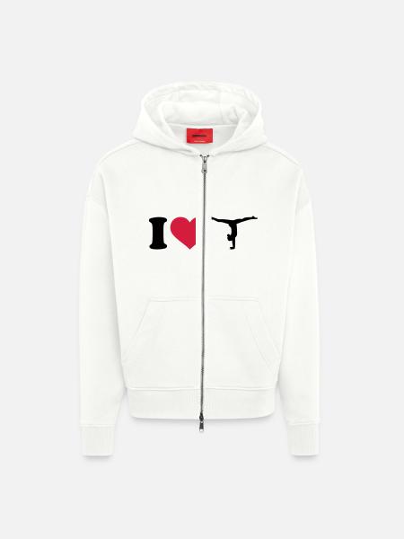 I love Gymnastik Turnen - Zip Hoodie - made by SPREAD - OFF WHITE