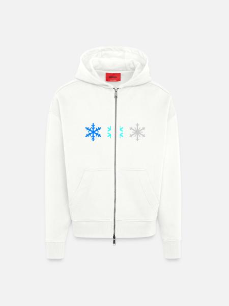 SNOWFLAKES - Zip Hoodie - made by SPREAD - OFF WHITE