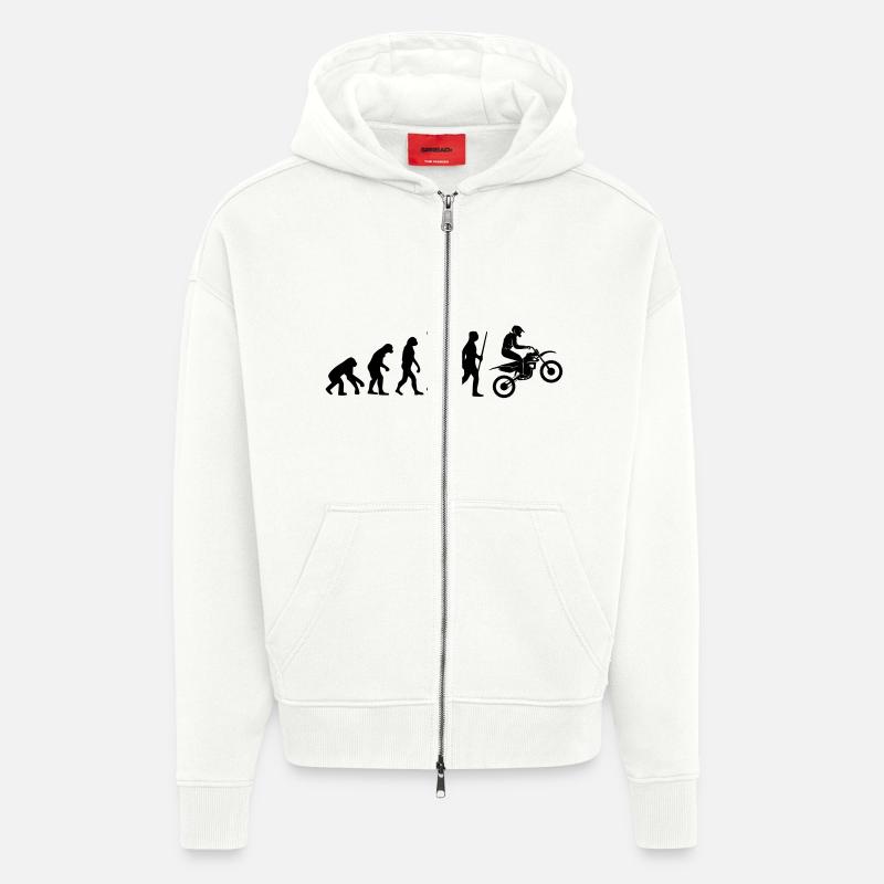 MOTORCYCLE EVOLUTION - Zip Hoodie - made by SPREAD - OFF WHITE