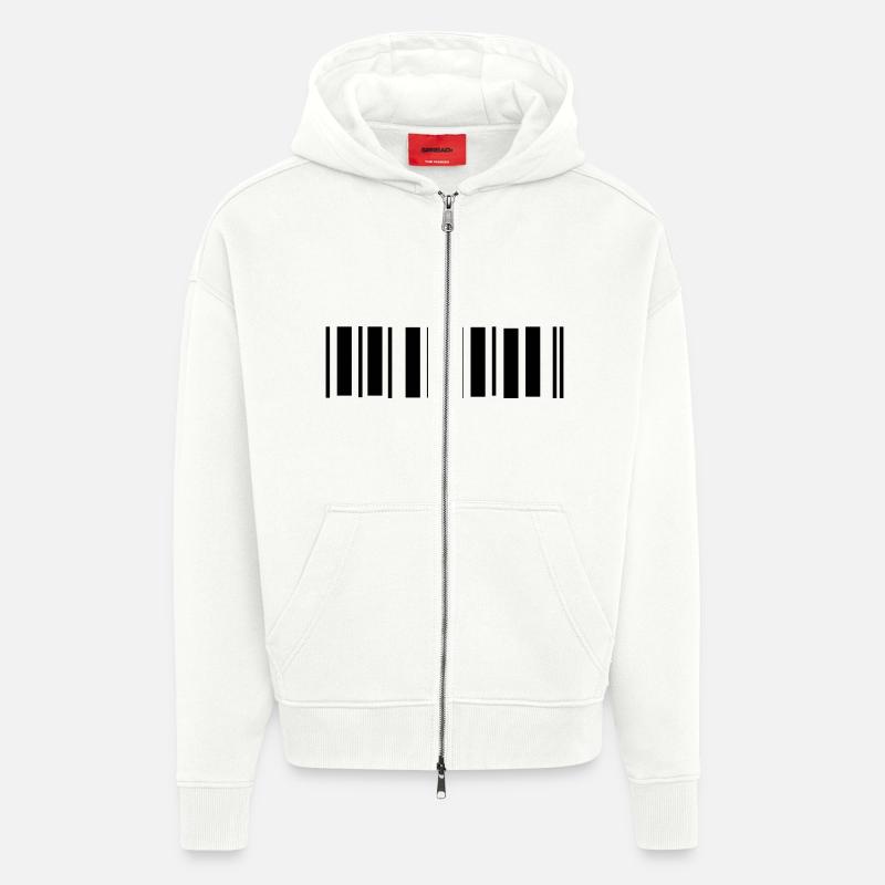 barcode - Veste à capuche bio épaisse oversize fabriqué en UE - OFF WHITE