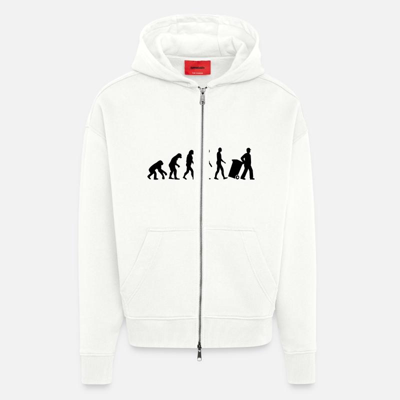 Évolution Éboueur - Veste à capuche bio épaisse oversize fabriqué en UE - OFF WHITE