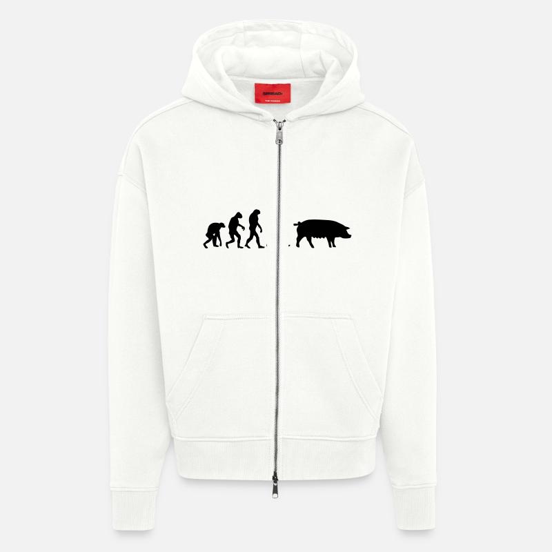 pig evolution - Zip Hoodie - made by SPREAD - OFF WHITE