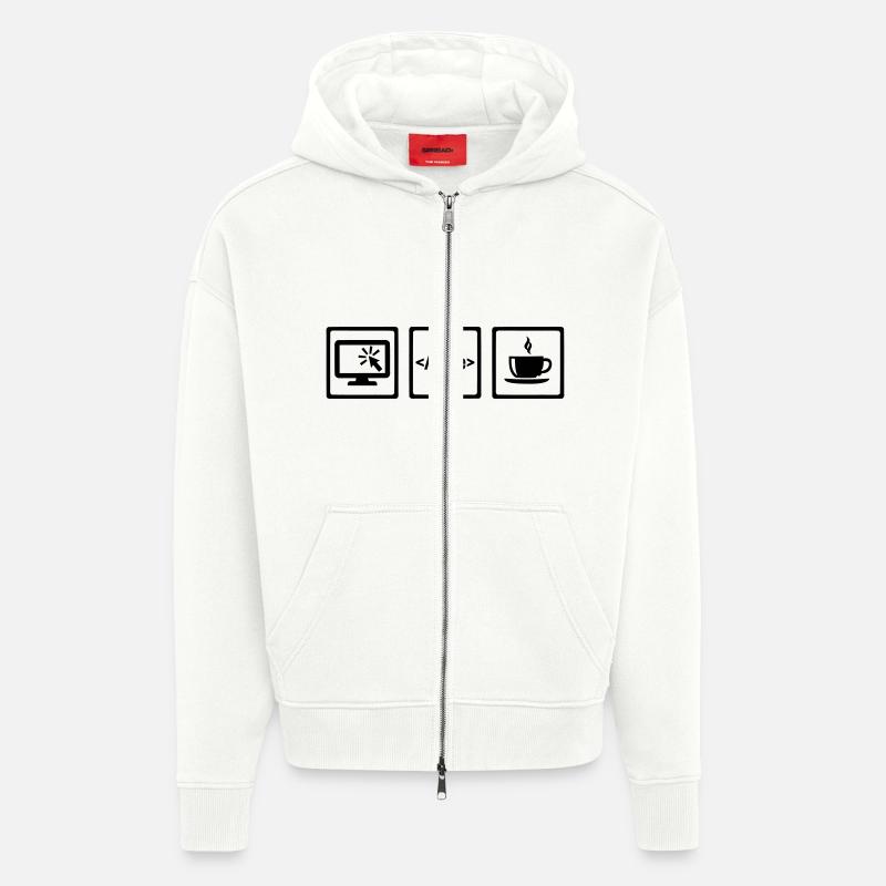 Programmeur - Veste à capuche bio épaisse oversize fabriqué en UE - OFF WHITE