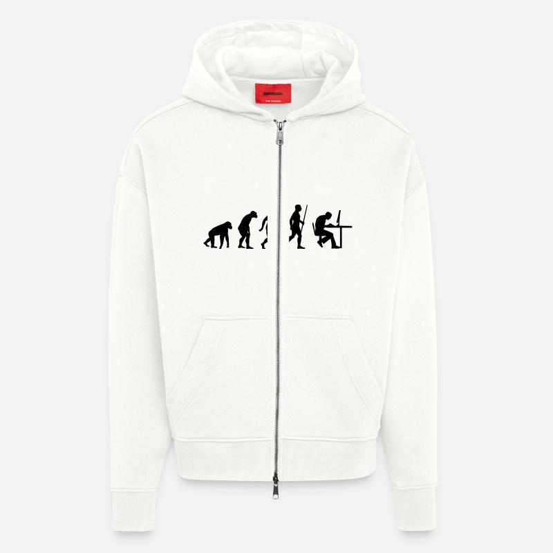 Geek Evolution - Veste à capuche bio épaisse oversize fabriqué en UE - OFF WHITE