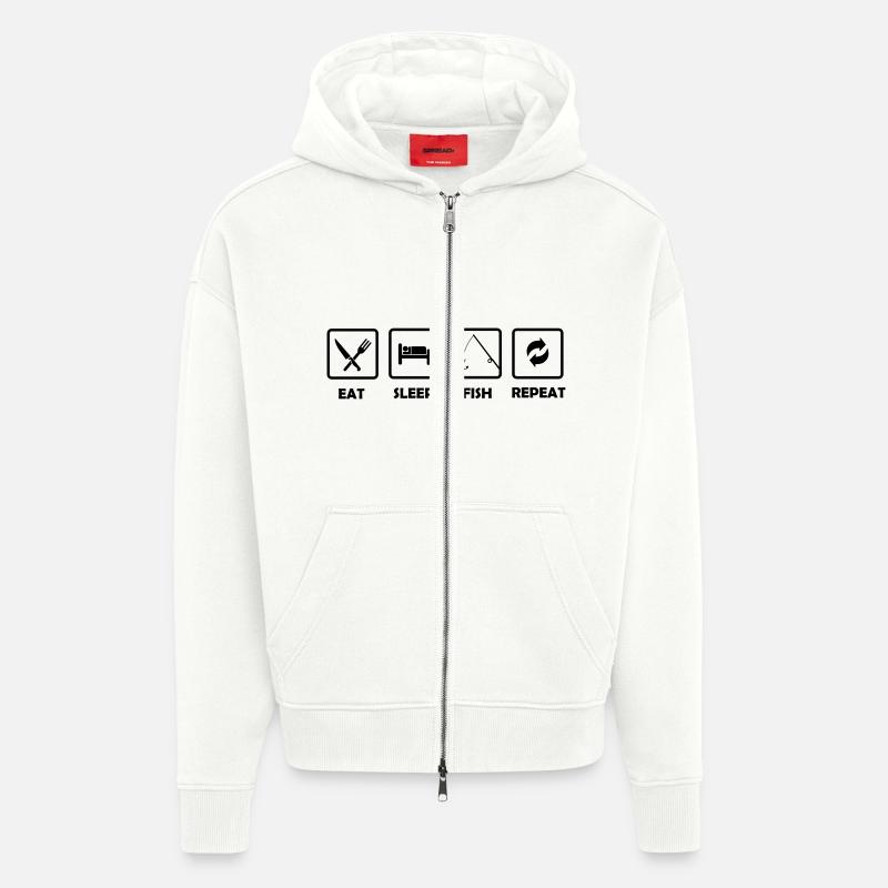 eat_sleep_fish_repeat - Zip Hoodie - made by SPREAD - OFF WHITE