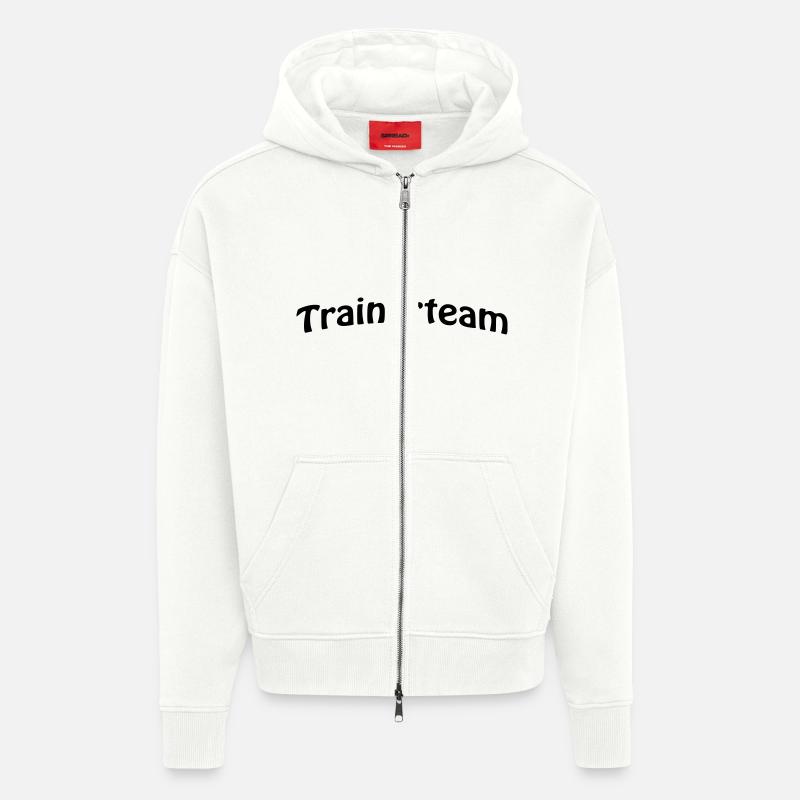 entraîneur, l'écriture d'équipe - Veste à capuche bio épaisse oversize fabriqué en UE - OFF WHITE