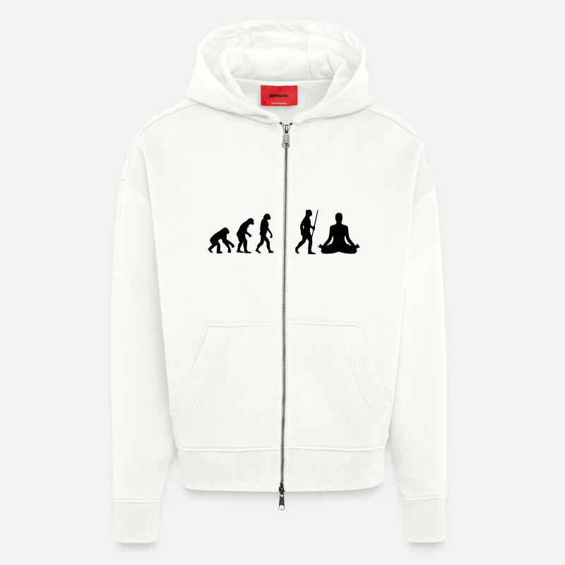 MEDITATION EVOLUTION! - Veste à capuche bio épaisse oversize fabriqué en UE - OFF WHITE