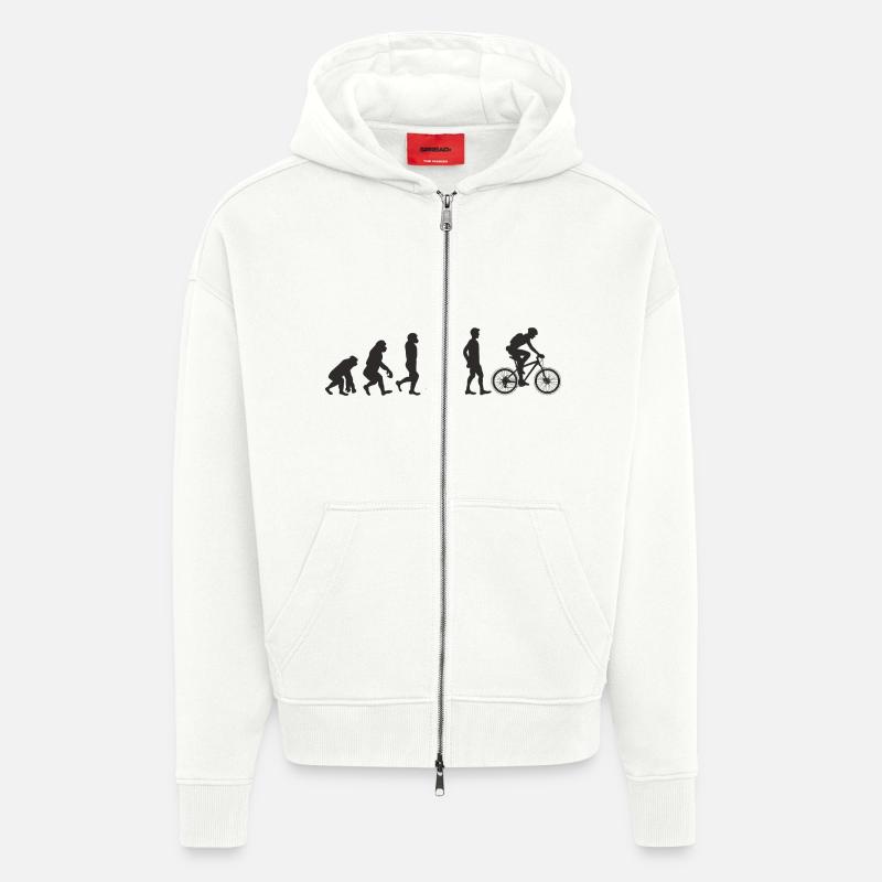 Evolution Bicycle - Zip Hoodie - made by SPREAD - OFF WHITE