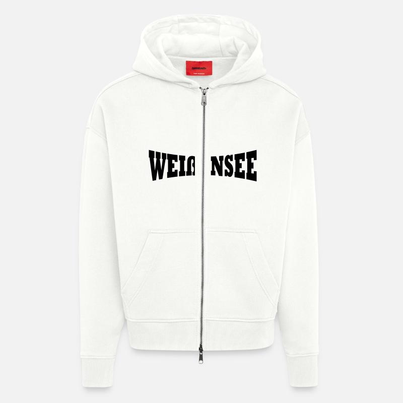 Weissensee lettrage - Veste à capuche bio épaisse oversize fabriqué en UE - OFF WHITE