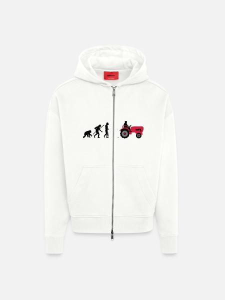 evolution_bauer_mit_traktor_032013_a_3c - Veste à capuche bio épaisse oversize fabriqué en UE - OFF WHITE