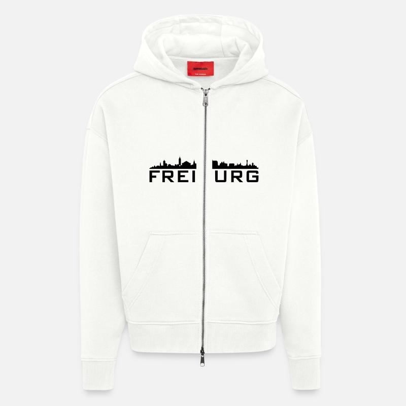 Skyline Freiburg Name - Zip Hoodie - made by SPREAD - OFF WHITE