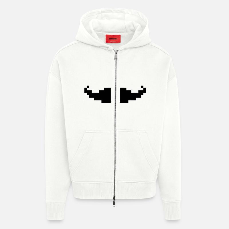 Schnurrbart pixel geek - Zip Hoodie - made by SPREAD - OFF WHITE