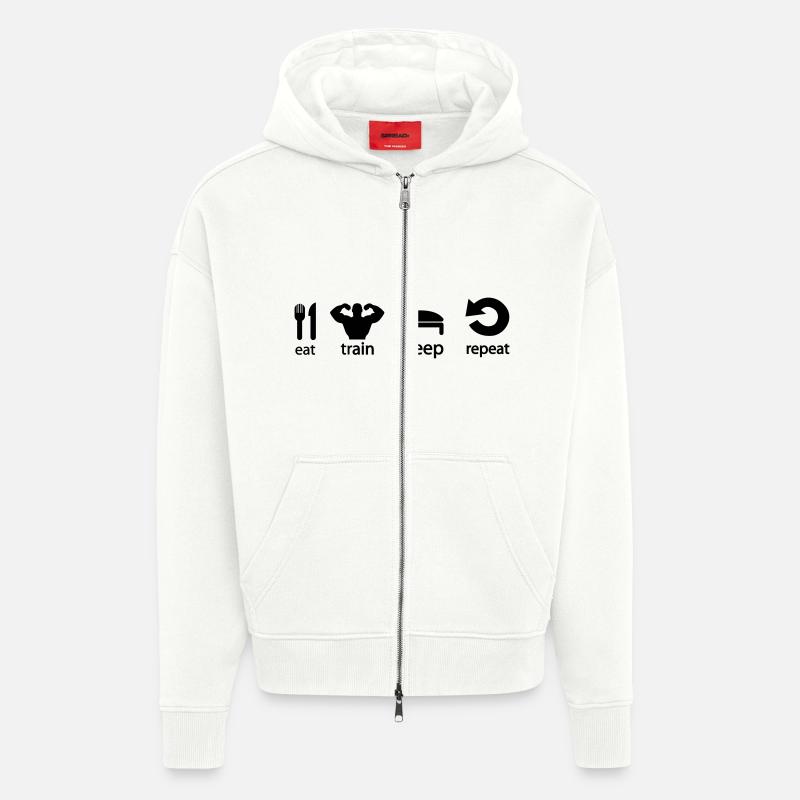 train_repeat - Veste à capuche bio épaisse oversize fabriqué en UE - OFF WHITE