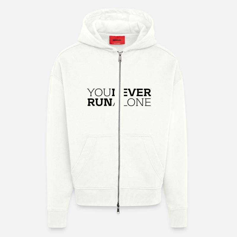 You never run alone - Zip Hoodie - made by SPREAD - OFF WHITE