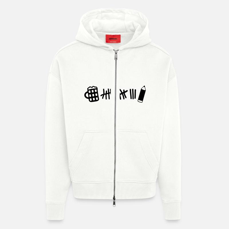 Striche - Bier Stift - Zip Hoodie - made by SPREAD - OFF WHITE