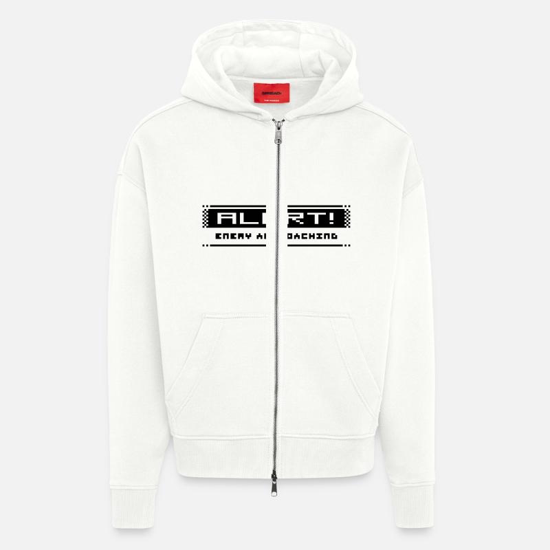 Alarme 8 bits - Veste à capuche bio épaisse oversize fabriqué en UE - OFF WHITE