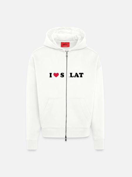 J'aime salade - Veste à capuche bio épaisse oversize fabriqué en UE - OFF WHITE