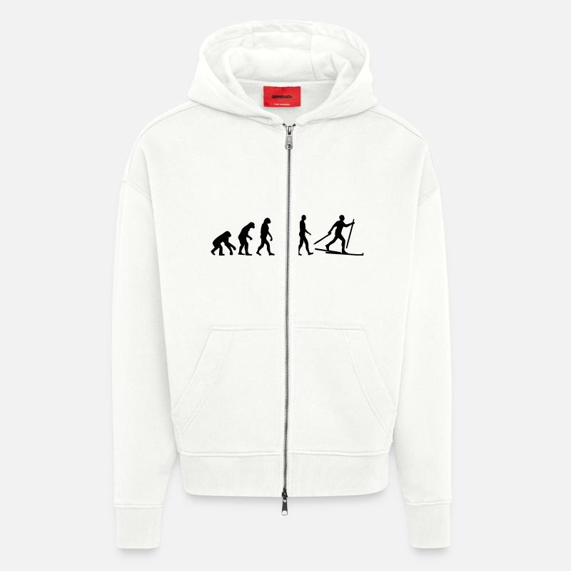 Évolution Ski de fond - Veste à capuche bio épaisse oversize fabriqué en UE - OFF WHITE