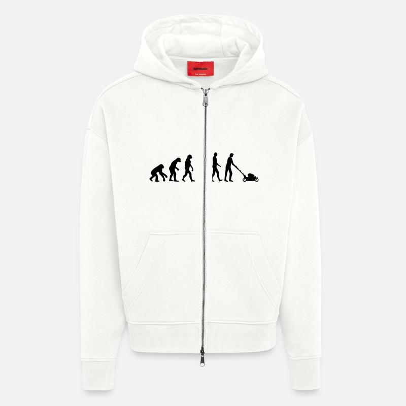 Evolution Lawn mower - Zip Hoodie - made by SPREAD - OFF WHITE