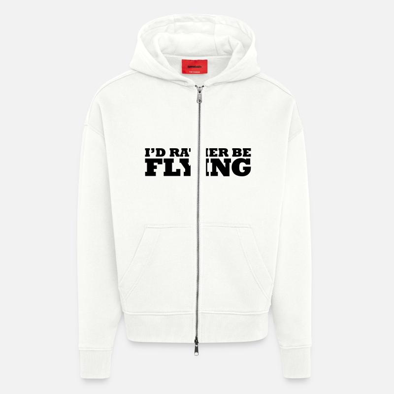 I'd rather be flying - Veste à capuche bio épaisse oversize fabriqué en UE - OFF WHITE