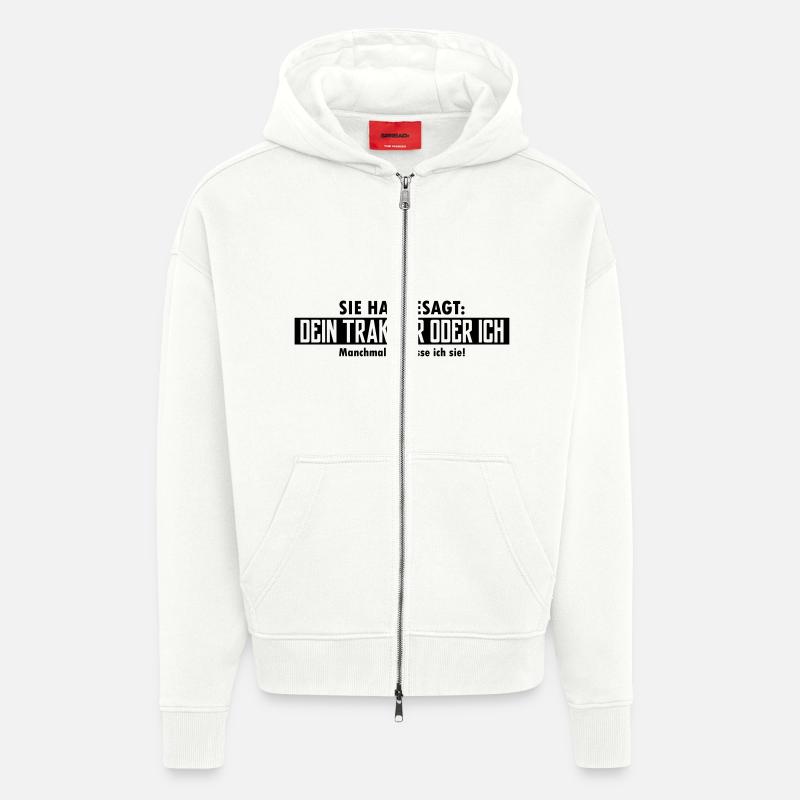 dein traktor oder ich - Zip Hoodie - made by SPREAD - OFF WHITE