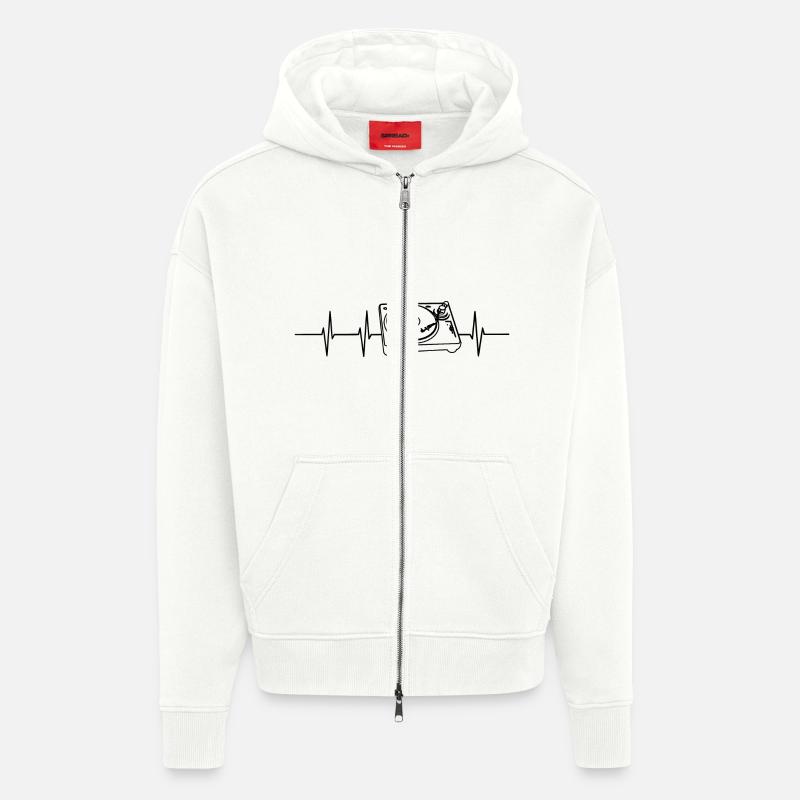Turntable Heart Rate - Zip Hoodie - made by SPREAD - OFF WHITE