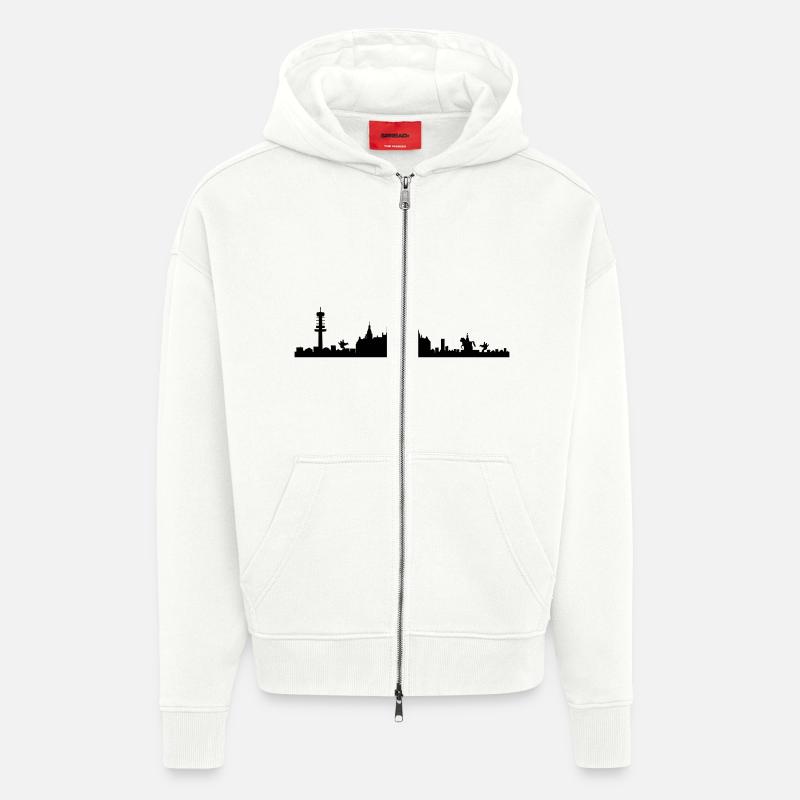 Hanovre skyline - silhouette - basse-Saxe - Veste à capuche bio épaisse oversize fabriqué en UE - OFF WHITE