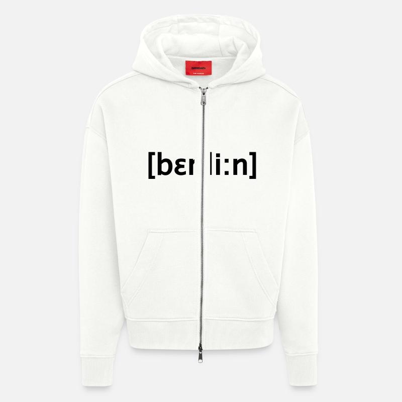 berlin, selon l'Écriture - Veste à capuche bio épaisse oversize fabriqué en UE - OFF WHITE