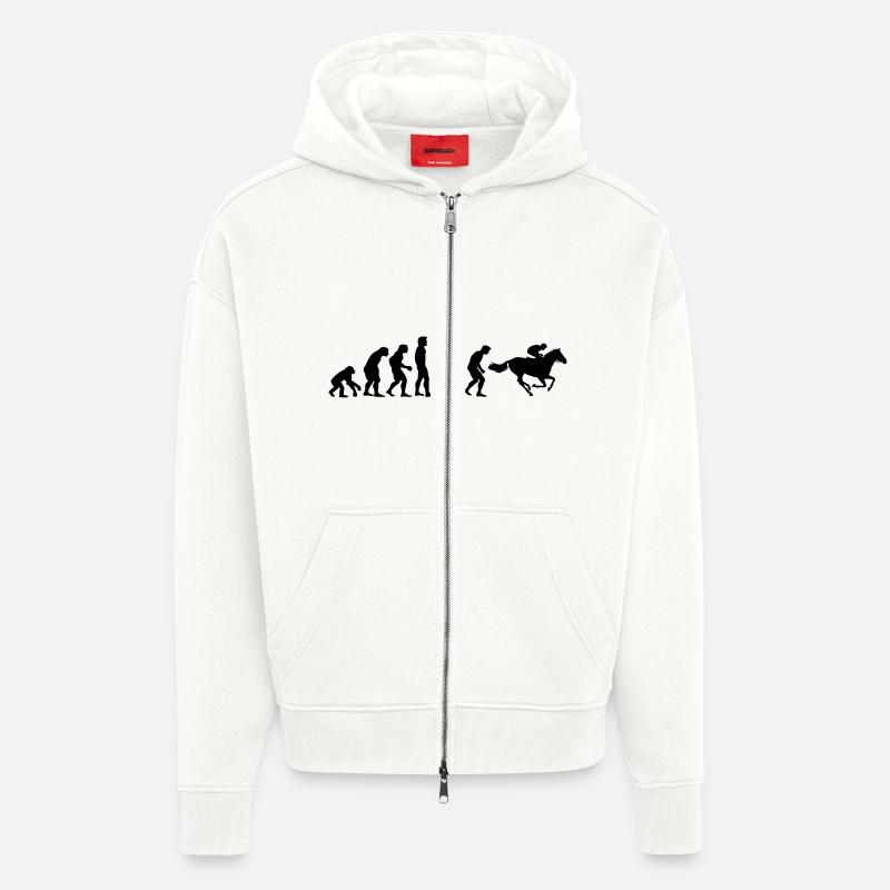 pferderennen02_evolution - Veste à capuche bio épaisse oversize fabriqué en UE - OFF WHITE