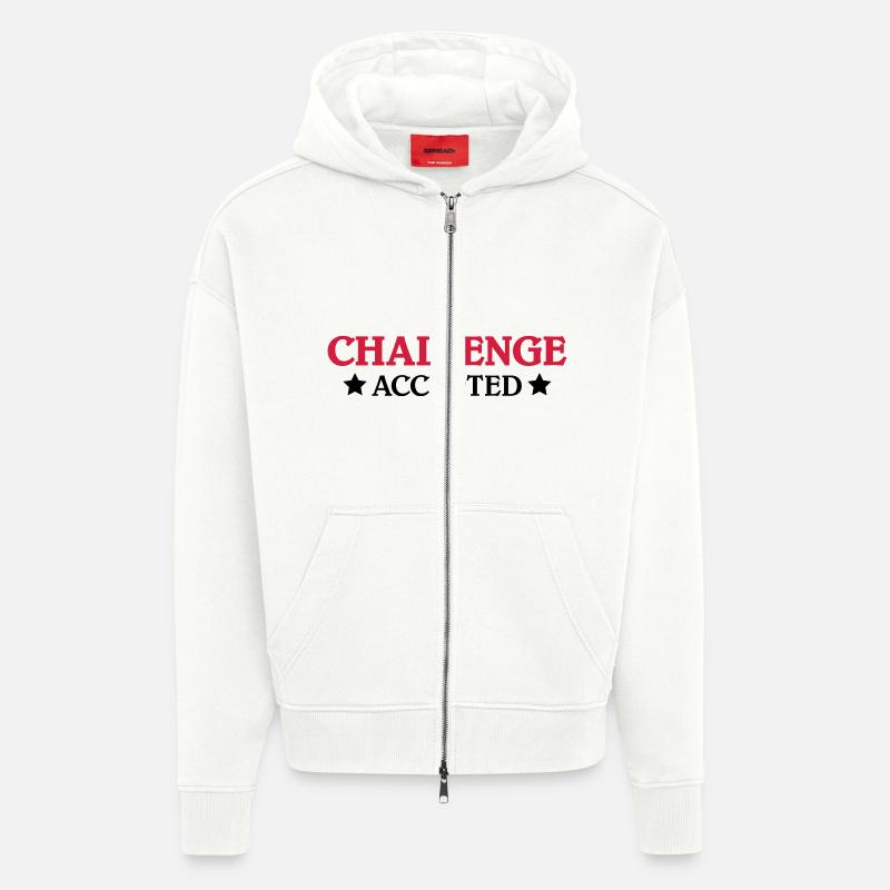 Challenge accepted - Veste à capuche bio épaisse oversize fabriqué en UE - OFF WHITE