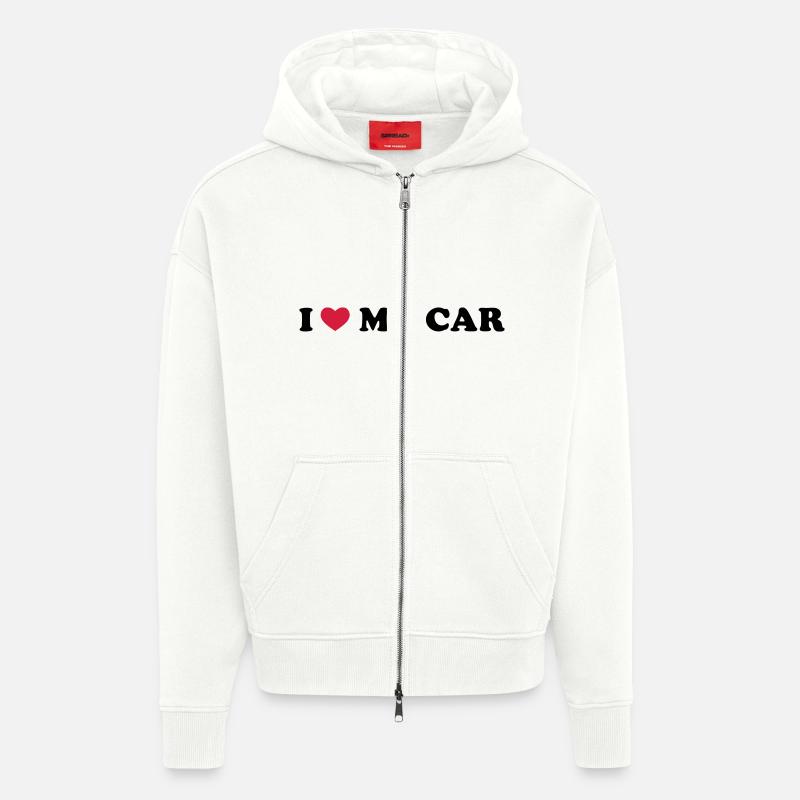I Love My Car - Veste à capuche bio épaisse oversize fabriqué en UE - OFF WHITE