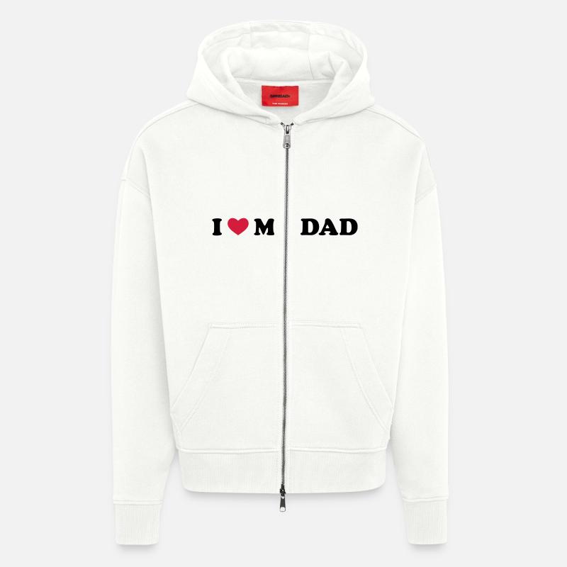 I Love My Dad - Veste à capuche bio épaisse oversize fabriqué en UE - OFF WHITE