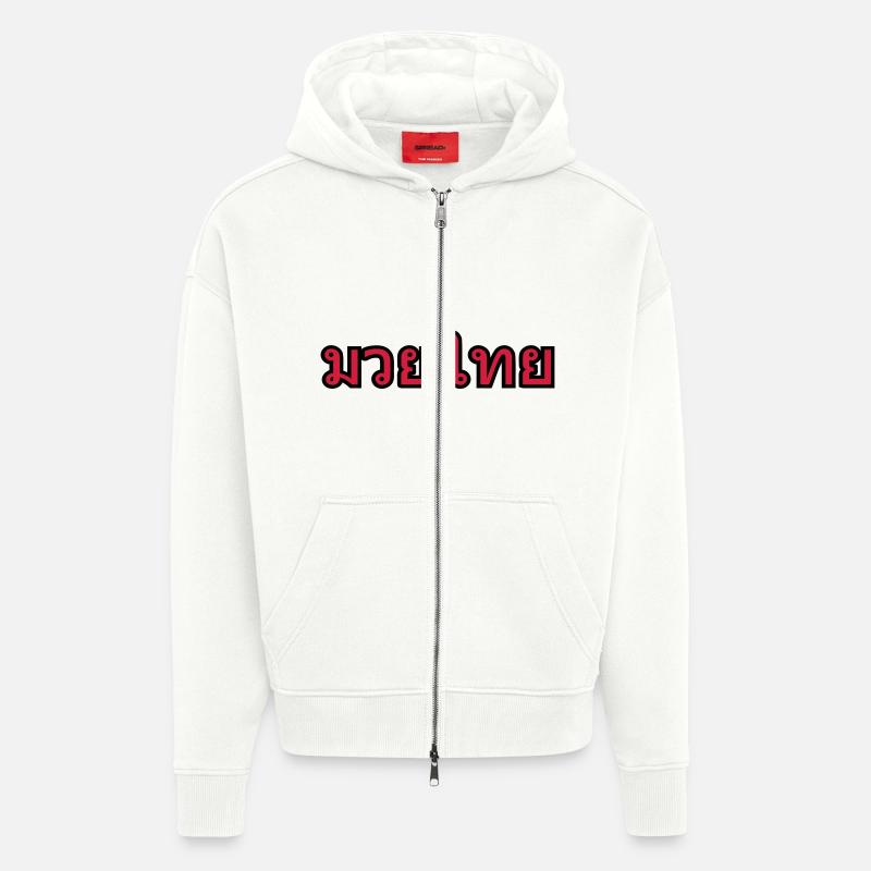 muay thai Schriftzug - Zip Hoodie - made by SPREAD - OFF WHITE