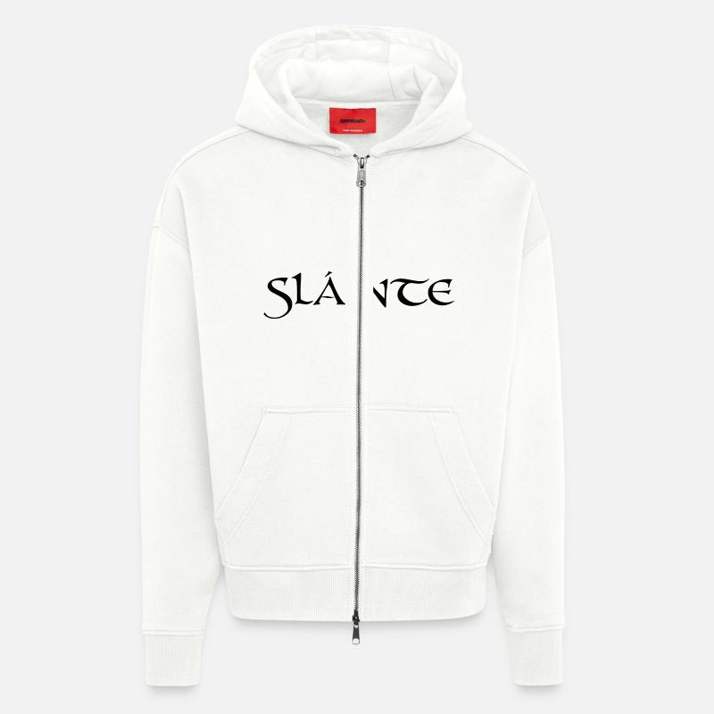 Slainte text de - Zip Hoodie - made by SPREAD - OFF WHITE