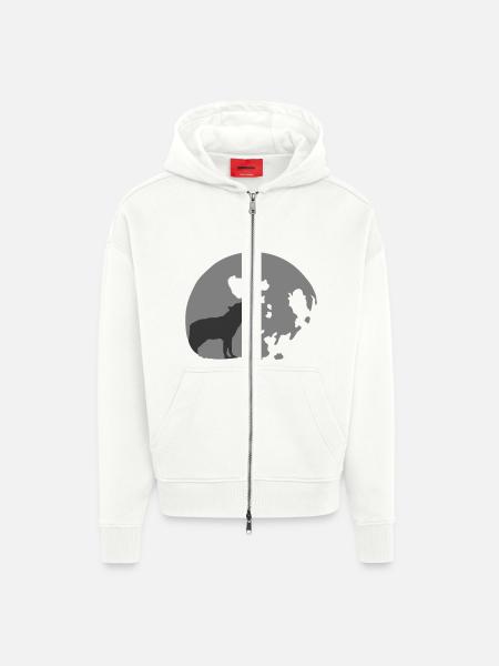 full moon - Zip Hoodie - made by SPREAD - OFF WHITE