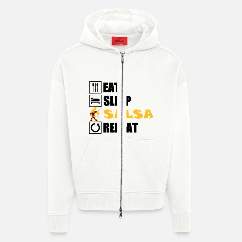 eat sleep SALSA repeat - Zip Hoodie - made by SPREAD - OFF WHITE