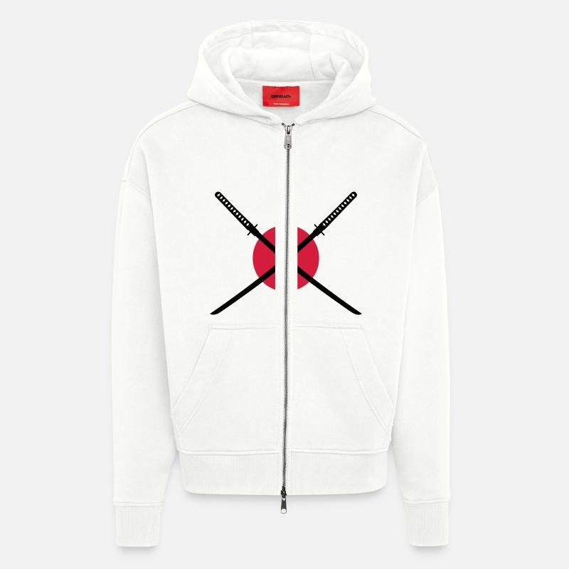 samurai_schwert_japan_2c - Zip Hoodie - made by SPREAD - OFF WHITE