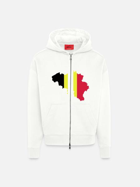 Belgique - Veste à capuche bio épaisse oversize fabriqué en UE - OFF WHITE