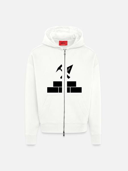 Maçons - Veste à capuche bio épaisse oversize fabriqué en UE - OFF WHITE