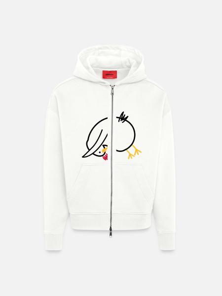 Yoga-Huhn "Hund" - Zip Hoodie - made by SPREAD - OFF WHITE