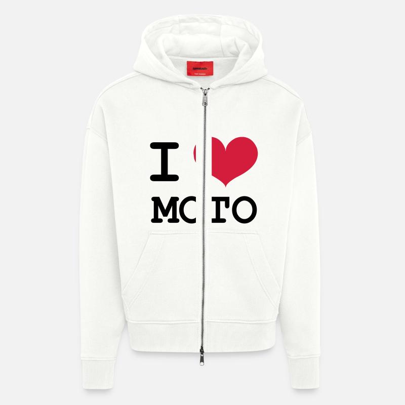 I Love Moto ! - Veste à capuche bio épaisse oversize fabriqué en UE - OFF WHITE