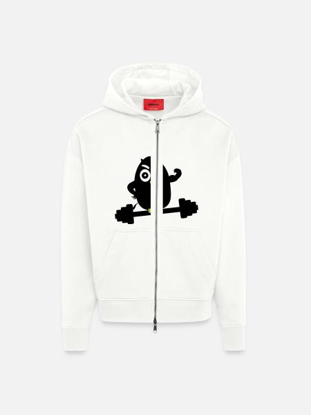 body_building_1 - Zip Hoodie - made by SPREAD - OFF WHITE