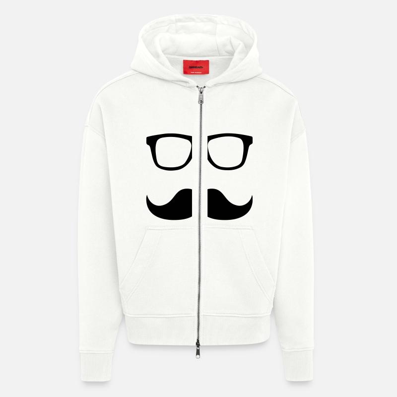Mustache Brille - Zip Hoodie - made by SPREAD - OFF WHITE