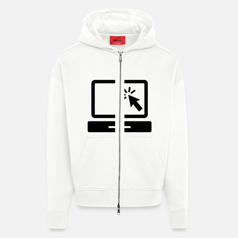 Ordinateur - Veste à capuche bio épaisse oversize fabriqué en UE - OFF WHITE