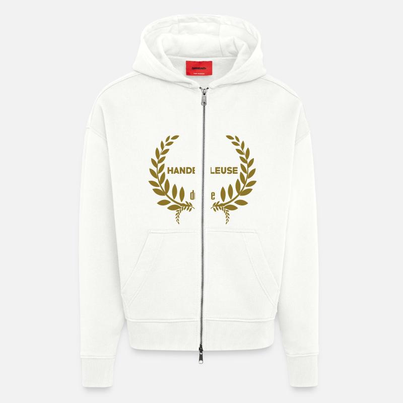 Handball / Handballeur / Handballeuse / Hand - Veste à capuche bio épaisse oversize fabriqué en UE - OFF WHITE