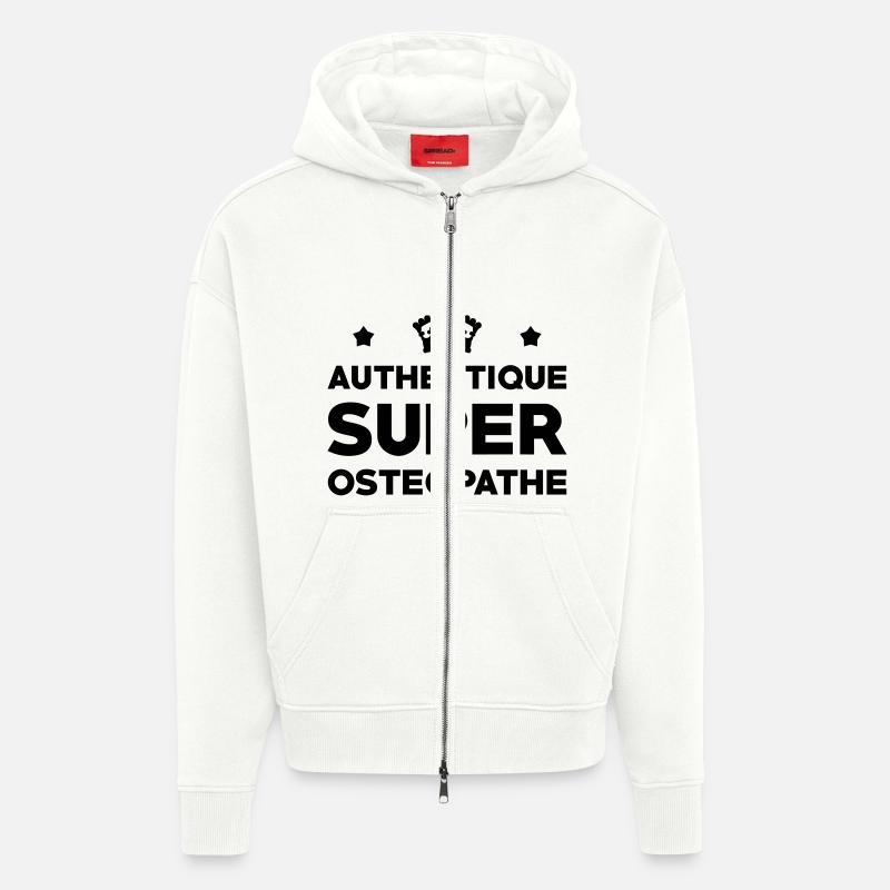 Ostéopathe / Ostéopathie / Masseur / Kiné / Ostéo - Veste à capuche bio épaisse oversize fabriqué en UE - OFF WHITE