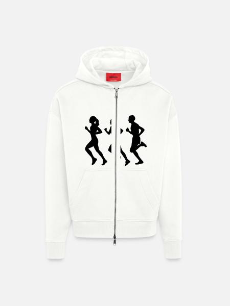 Running Group (Silhouette) - Zip Hoodie - made by SPREAD - OFF WHITE