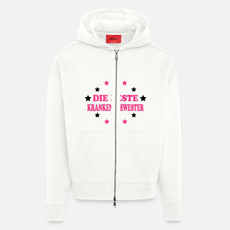 Doktor / Arzt / KRANKENSCHWESTER / physio / - Veste à capuche bio épaisse oversize fabriqué en UE - OFF WHITE