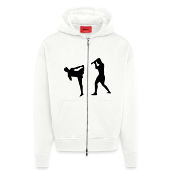 Kickboxing, Martial Arts - Veste à capuche bio épaisse oversize fabriqué en UE - OFF WHITE - Devant