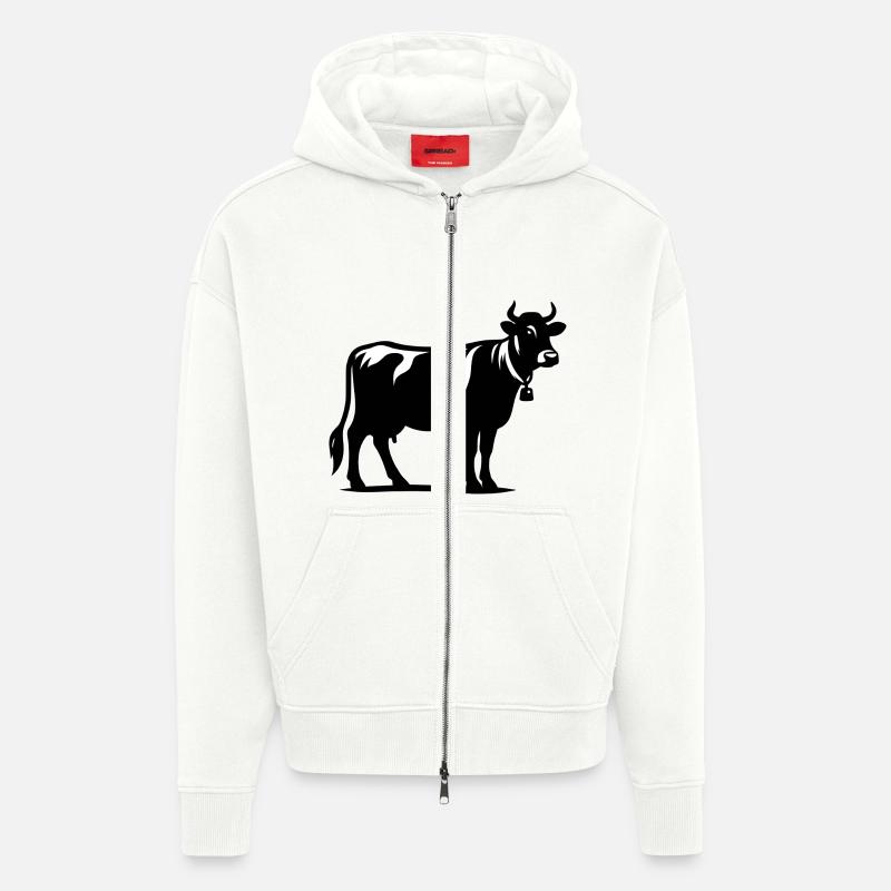 Contour de la vache - Veste à capuche bio épaisse oversize fabriqué en UE - OFF WHITE
